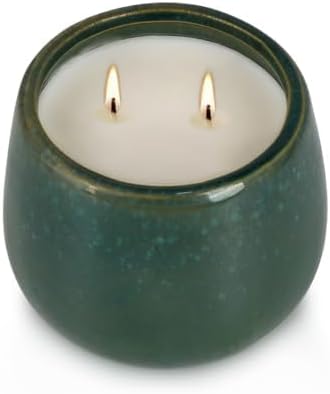 1 Pack Soy Wax Green Ceramic 2-Wick Outdoor Citronella Candles– Long Burning by ECLHTLNY