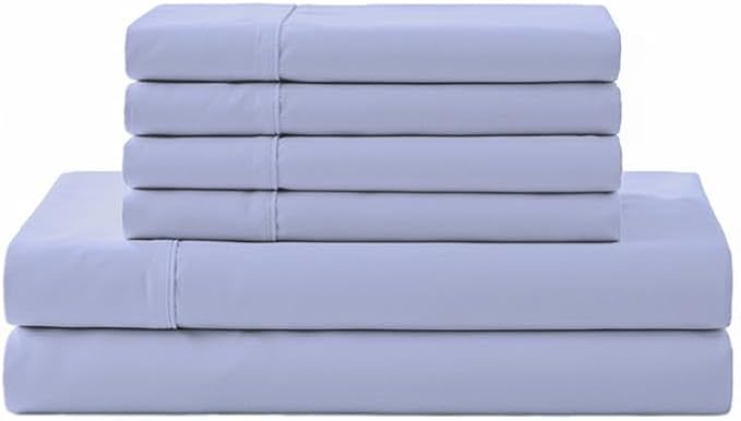Linen Home 100% Cotton Percale Sheet Set, Full Size, Baby Blue, Deep Pocket by LINENHOME