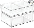 mDesign Plastic Stackable Bathroom Storage Organizer Bin Containers by mDesign