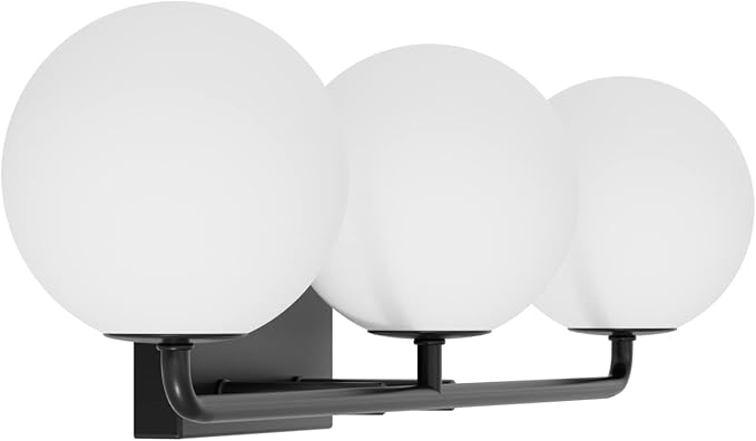 Tipace Mid Century Modern Bathroom Vanity Lights Fixtures 3-Light Black Milk - Image 3