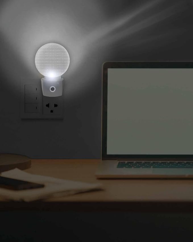 Night Lights Auto Sensor Stripes Grain Night Light Grey Solid Color Round Lamp - Image 7