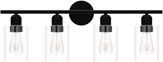 Espird 4 Light Bathroom Vanity Light Fixtures Black, Rustic Farmhouse Vanity - Image 4