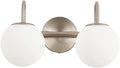 Modern Bathroom Vanity Light Fixtures Brushed Nickel 2 Lights Milk White Globe by ZHUOERLighting