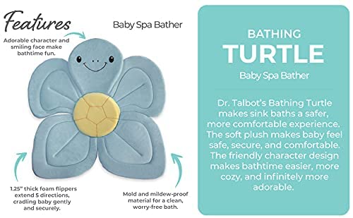 Nuby Turtle Baby Bath Cushion for Bathtub or Sink, Soft and Easy to Dry Fabric - Image 9