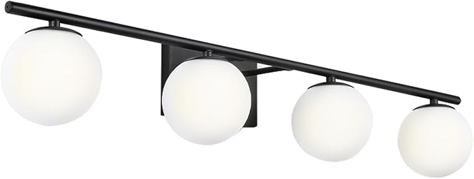 New Bathroom Vanity Light Fixtures Matte Black Milk White Globe Glass Shade 4 by Enjoyyourhealthylife
