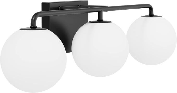 Tipace Mid Century Modern Bathroom Vanity Lights Fixtures 3-Light Black Milk - Image 2