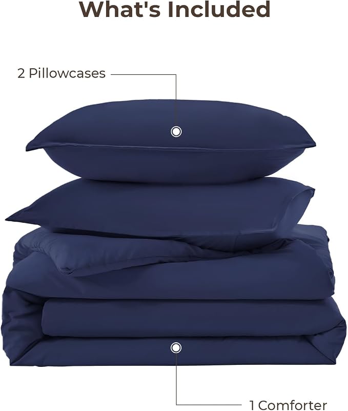 Litanika Navy Blue Comforter Set King Size, 3 Pieces Lightweight Solid Bedding - Image 7