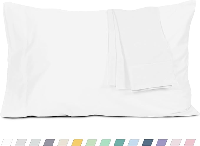 Pillow Cases, King Size Cotton Percale Weave Pillowcases, Pre-Shrunk Breathable by HOMTEC