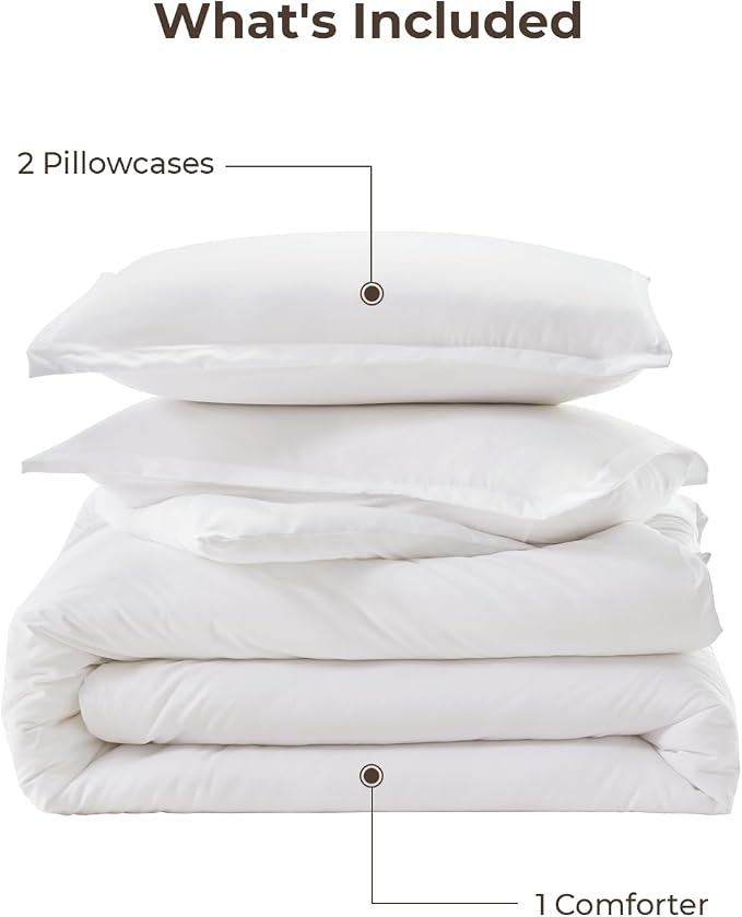 Litanika White Comforter Full Size Set, 3 Pieces Lightweight Solid Bedding - Image 7