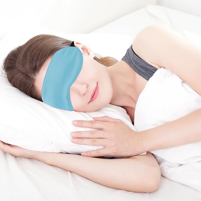 2 PCS Blue Silk Sleep Mask - Image 3