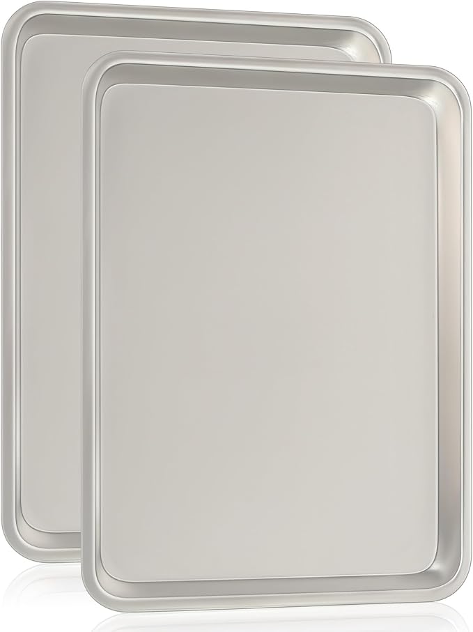 Commercial Quality Baking Sheet Pan Set, Natural Aluminum Cookie Sheet by UmiteChef