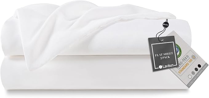 Lavisun Flat Sheets 2 Pack, Hotel Quality Flat Bed Sheets, Brushed Microfiber by Lavisun