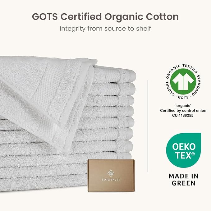 BIOWEAVES 100% Organic Cotton 700 GSM Luxury Wash Cloths GOTS Certified 13" x - Image 6