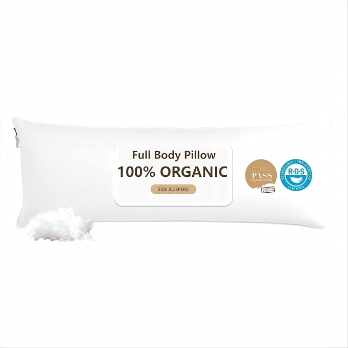 Goose Down Body Pillows for Adults, Large Body Pillow for Side Sleeper by Bildenly
