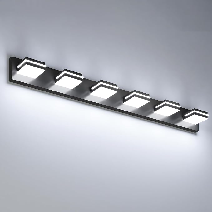 VOLISUN Modern Bathroom Vanity Light Fixtures, Matte Black LED Bathroom by VOLISUN