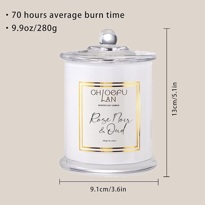 Chloefu LAN Rose Scented Candles, Oud Candle Gifts - Image 2