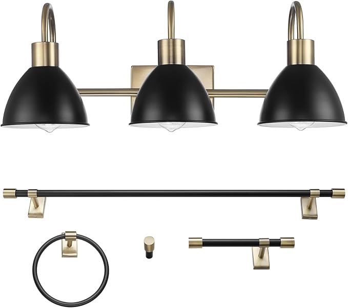 GLOBE Electric 63000058 5-Piece All-in-One Bathroom Accessory Set, Brass & Black by GlobeElectric