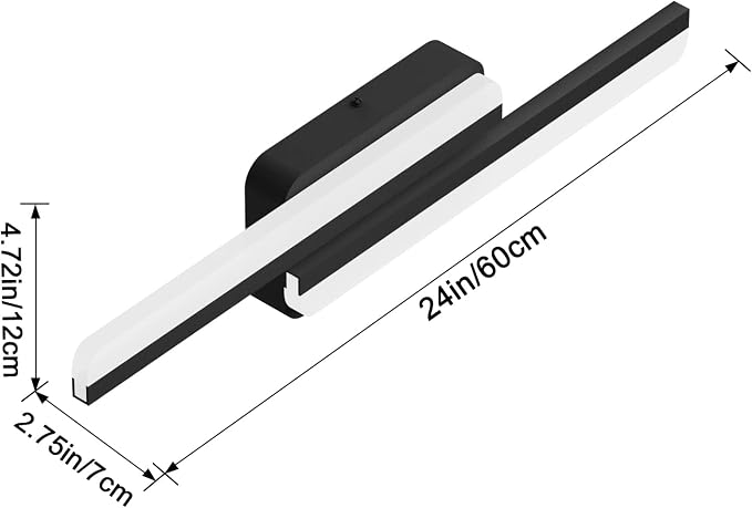Ralbay Modern LED Black Vanity Light 24inch 24W Frosted Aluminum LED Matte - Image 4