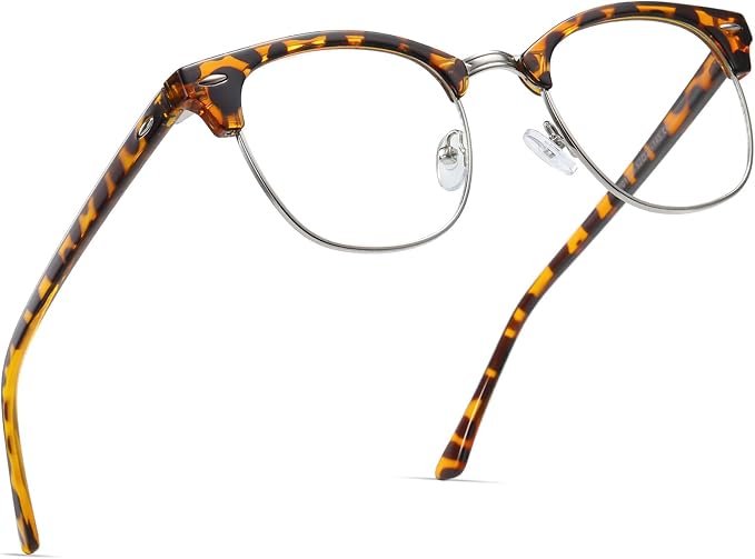 Blue Light Blocking Glasses Vintage Half Frame UV Clear Lens Anti Eyestrain by AOMASTE
