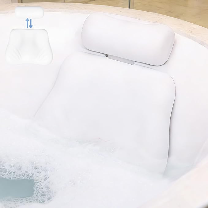 4D Silicone Bath Pillow for Tub, Upgraded Adjustable Bathtub Pillow Head Neck by Unknown