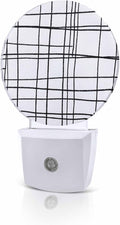 Night Lights Auto Sensor White Checked Plaid Night Light Minimalist Grid Lines by Home+L6