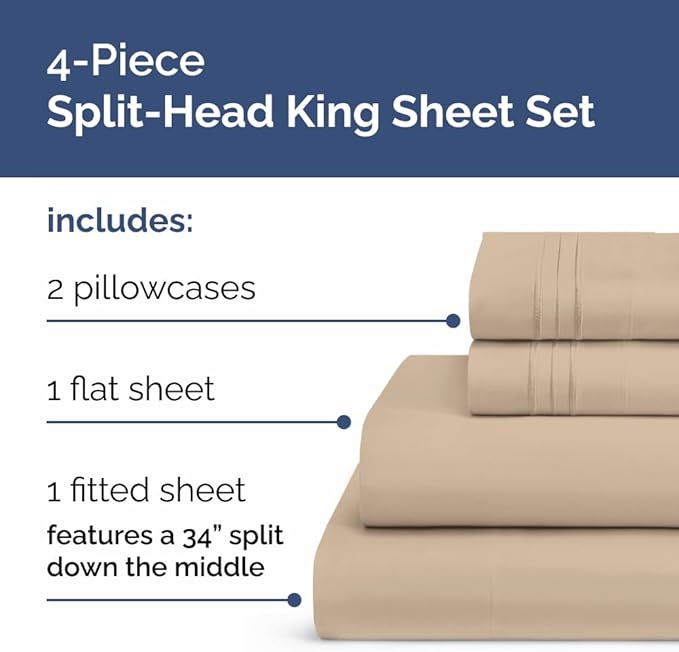 Flex Top Split Head King 4 Piece Sheet Set - Image 2