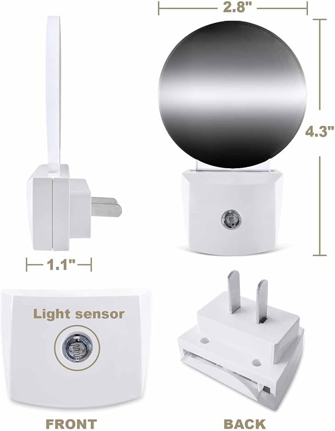 Night Lights Auto Sensor Black Ombre Night Light Solid Color Round Lamp Plug-in - Image 2