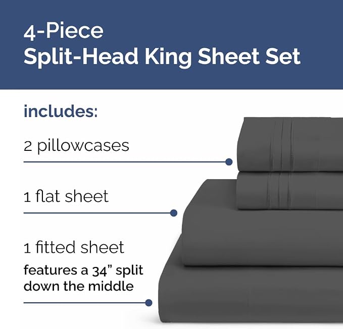 Flex Top Split Head King 4 Piece Sheet Set - Image 2