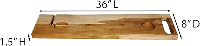 EcoDecors Eleganto 36" Live Edge Solid Teak Bath Caddy Tray - Image 5