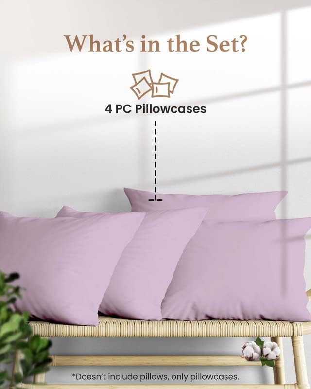 1000 TC Lavender King Pillowcases Set of 4 100% Egyptian Cotton Pillow Cases - Image 2
