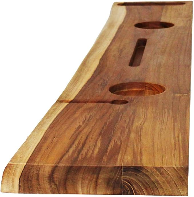 EcoDecors Eleganto 50" Live Edge Solid Teak Bath Caddy Tray - Image 9