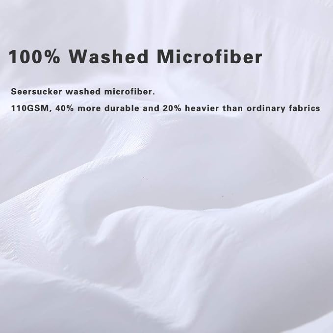AveLom White Duvet Cover Twin Size，2 Pieces Stripe Textured Soft Washed - Image 4