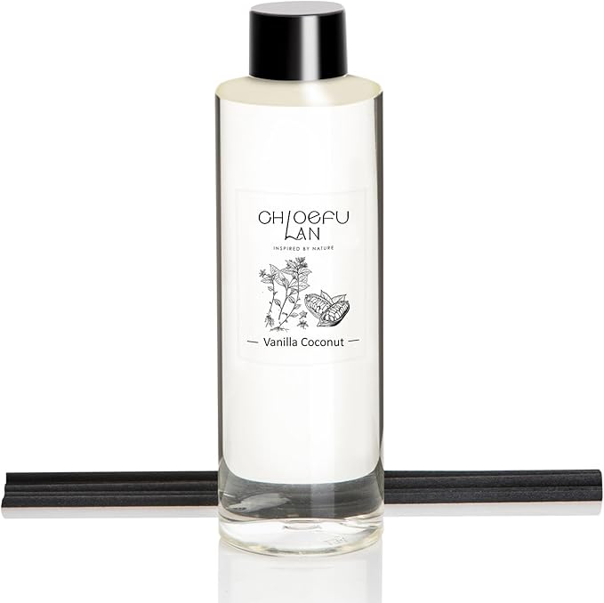 Chloefu LAN Vanilla Coconut Scented Oil Diffuser Refill 6.76 fl oz Natural by ChloefuLANScentedCandles
