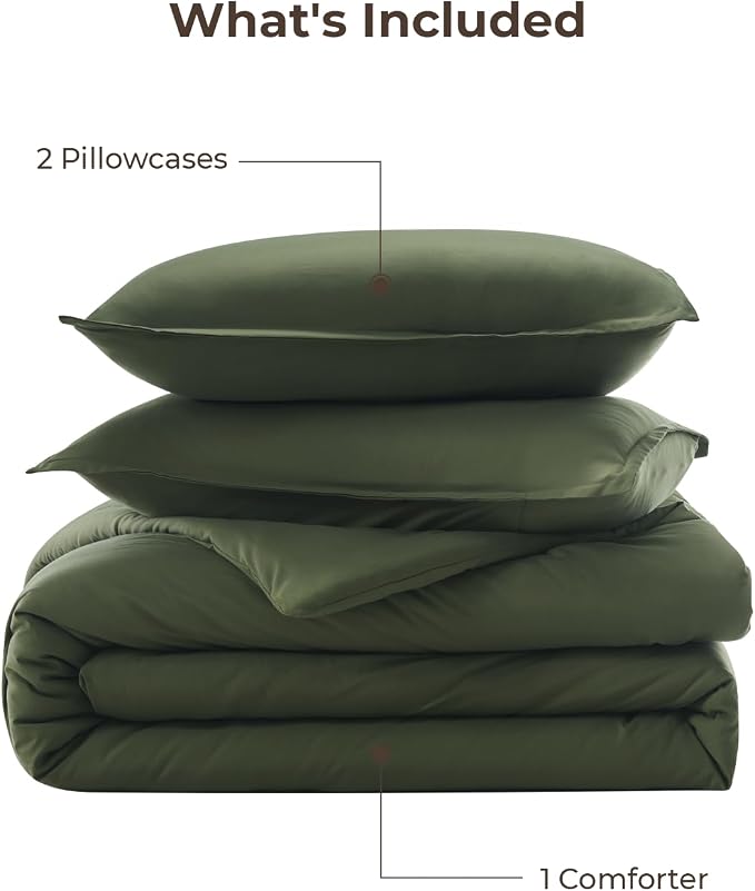 Litanika Oversized King Comforter 128x120, 3 Pieces Olive Green Lightweight - Image 7