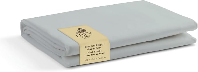 Linen Home 100% Cotton Percale 1 Flat Sheet, Queen Size by LINENHOME
