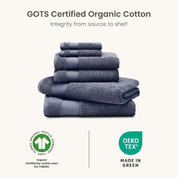 BIOWEAVES 100% Organic Cotton 6-Piece Luxury Bathroom Towels Set GOTS Certified - Image 7