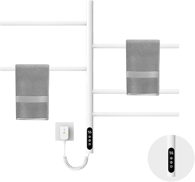 Electric Towel Warmer, 5-Bar Rotating Heated Towel Rack, 2-3 Minutes to by SEHAUSEU