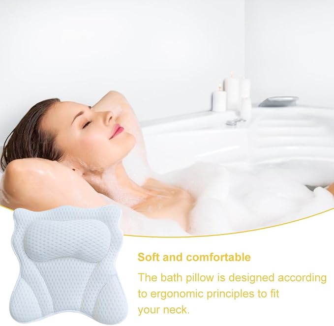 Bath Pillow, Ergonomic Bathtub Pillows - Image 3