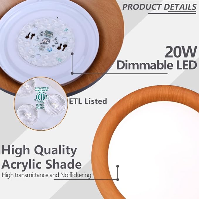 Bargeni Flush Mount Ceiling Light, 12.5 inch LED Ceiling Light Fixture - Image 3