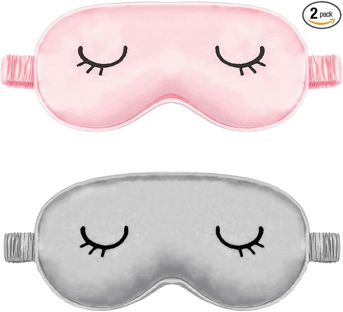 Cute Sleep Mask for Kids, 2 Pack Silk Sleeping Eye Cover Adjustable Mask Night by Mukveitn