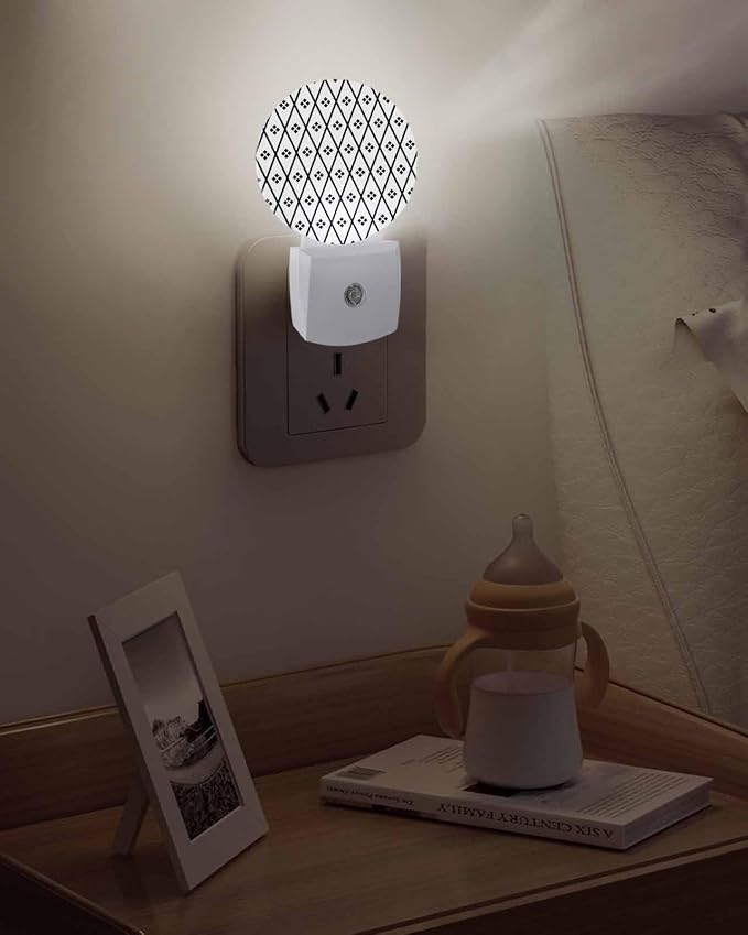 Night Lights Auto Sensor Black White Diamond Night Light Geometric Rhombus - Image 5