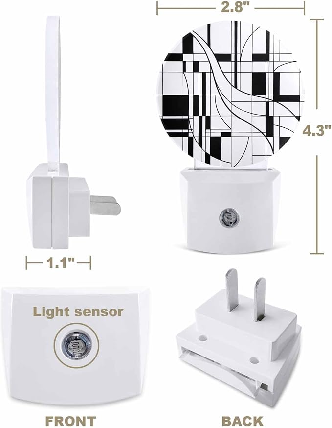 Night Lights Auto Sensor White Lines Night Light Modern Abstract Art Round Lamp - Image 2