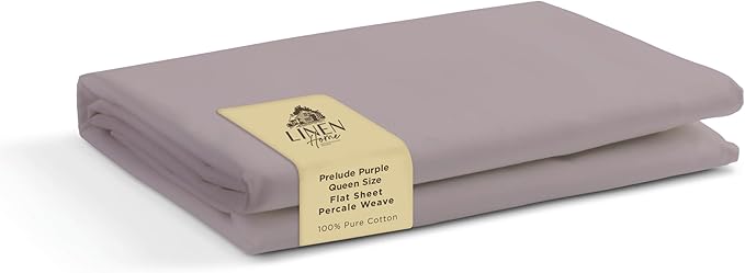 Linen Home 100% Cotton Percale 1 Flat Sheet, Queen Size by LINENHOME
