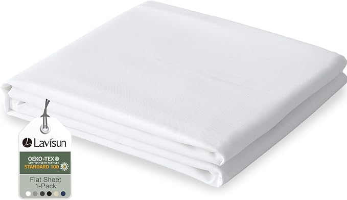 Lavisun California King Flat Sheet, 1 Pack White Cal King Bed Sheet Only by Lavisun