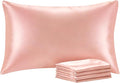 BEDELITE Satin Pillowcase with Zipper 4 Pack, Coral Pillow Cases Standard Size by BEDELITE