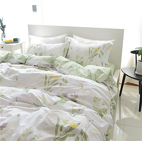 FADFAY Duvet Cover Set Full Shabby Green Daisy and Lavender Flowers Botanical - Image 6