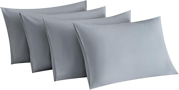 MINIPANDA Light Grey Pillowcases Set of 4 Standard Size- Gray Pillow Cases by Unknown