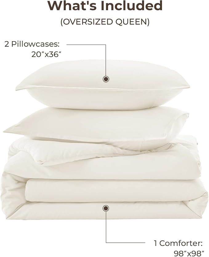 Litanika Comforters Ivory Oversized Queen Size, 3 Pieces Lightweight Solid - Image 7