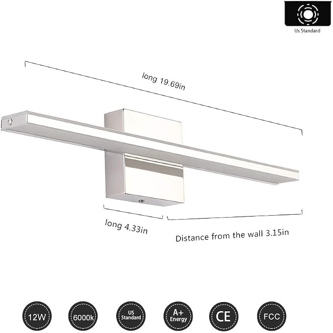 LED Vanity Light Bar 20 Inch Bathroom Light Fixtures 12W Over Mirror Lighting - Image 8