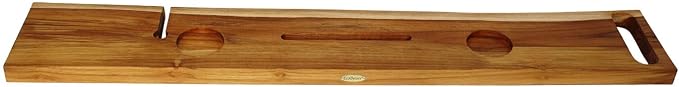 EcoDecors Eleganto 50" Live Edge Solid Teak Bath Caddy Tray - Image 5